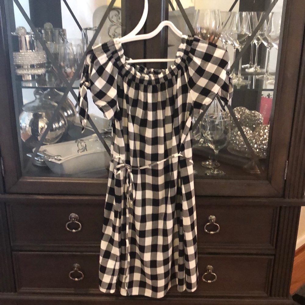 Loft Gingham off-the-shoulder dress